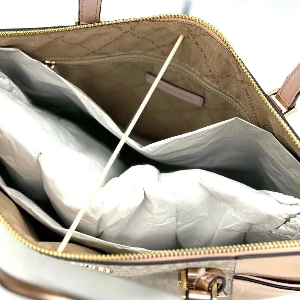 Michael Kors Large Charlotte TZ Tote Bag Rose Gold (NWT)